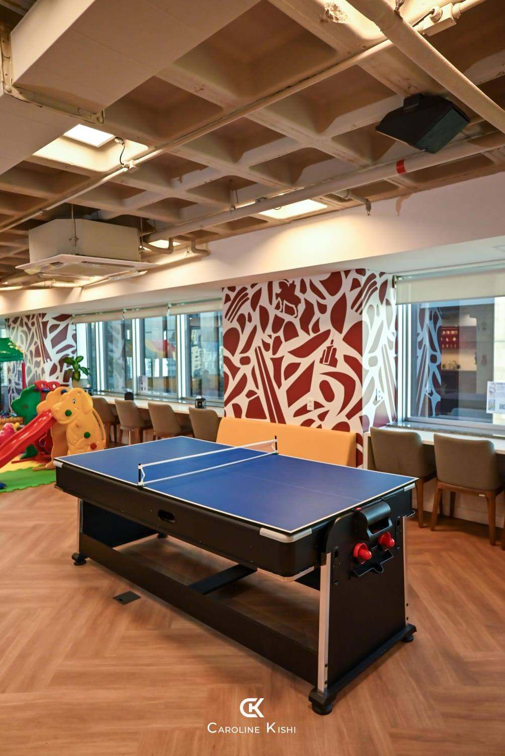 Espaço de jogos montado na empresa